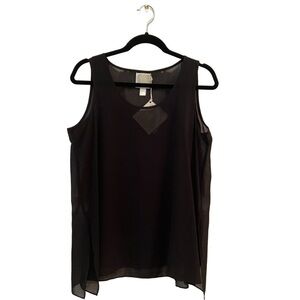 MarlaWynne Wynne Layers Chiffon Tank Black Size M NWT